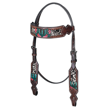 Bar H Equine American Leather Horse Saddle Tack One Ear Headstall | Breast Collar Browband Wither Strap Set for Horses BER170